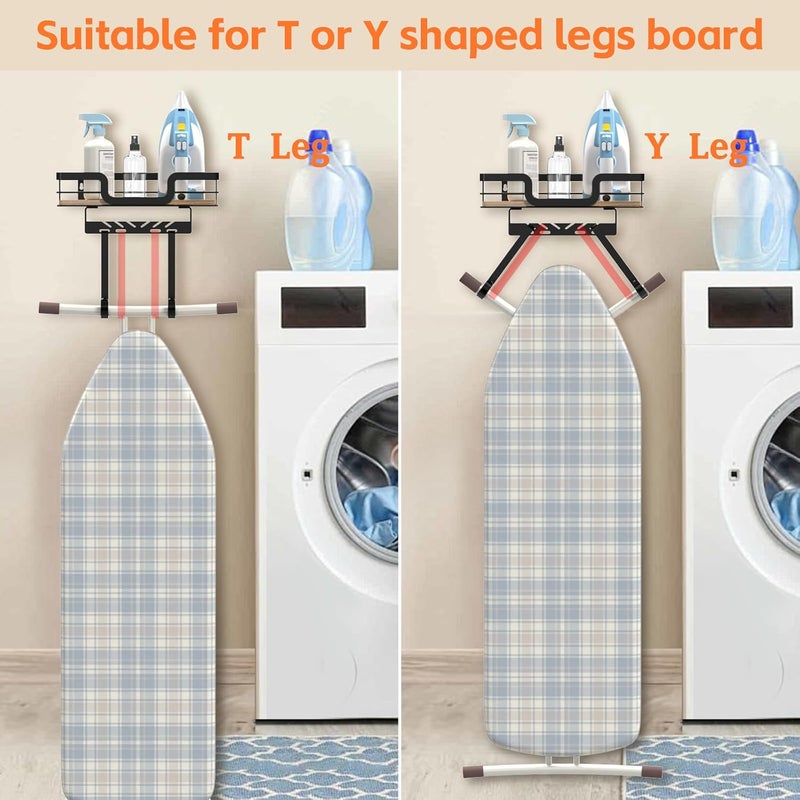 PAROTO Ironing Board Holder Wall Mount, Laundry Room Organization Storage, Black, T&V Shaped Space Saving Ironing Board Hanger for Laundry Room Decor and Accessories - Image 2